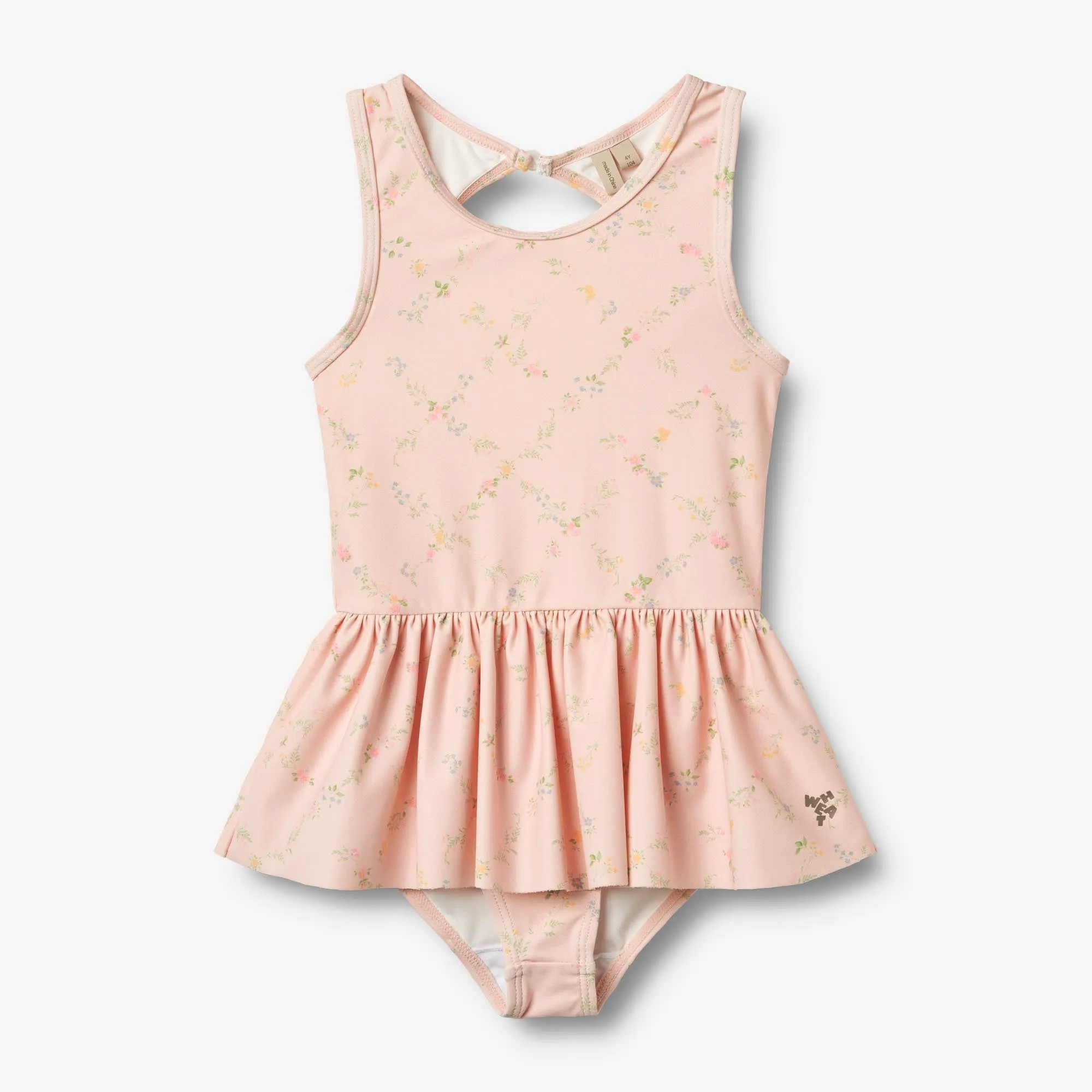 Swimsuit Erna - powder checked flowers