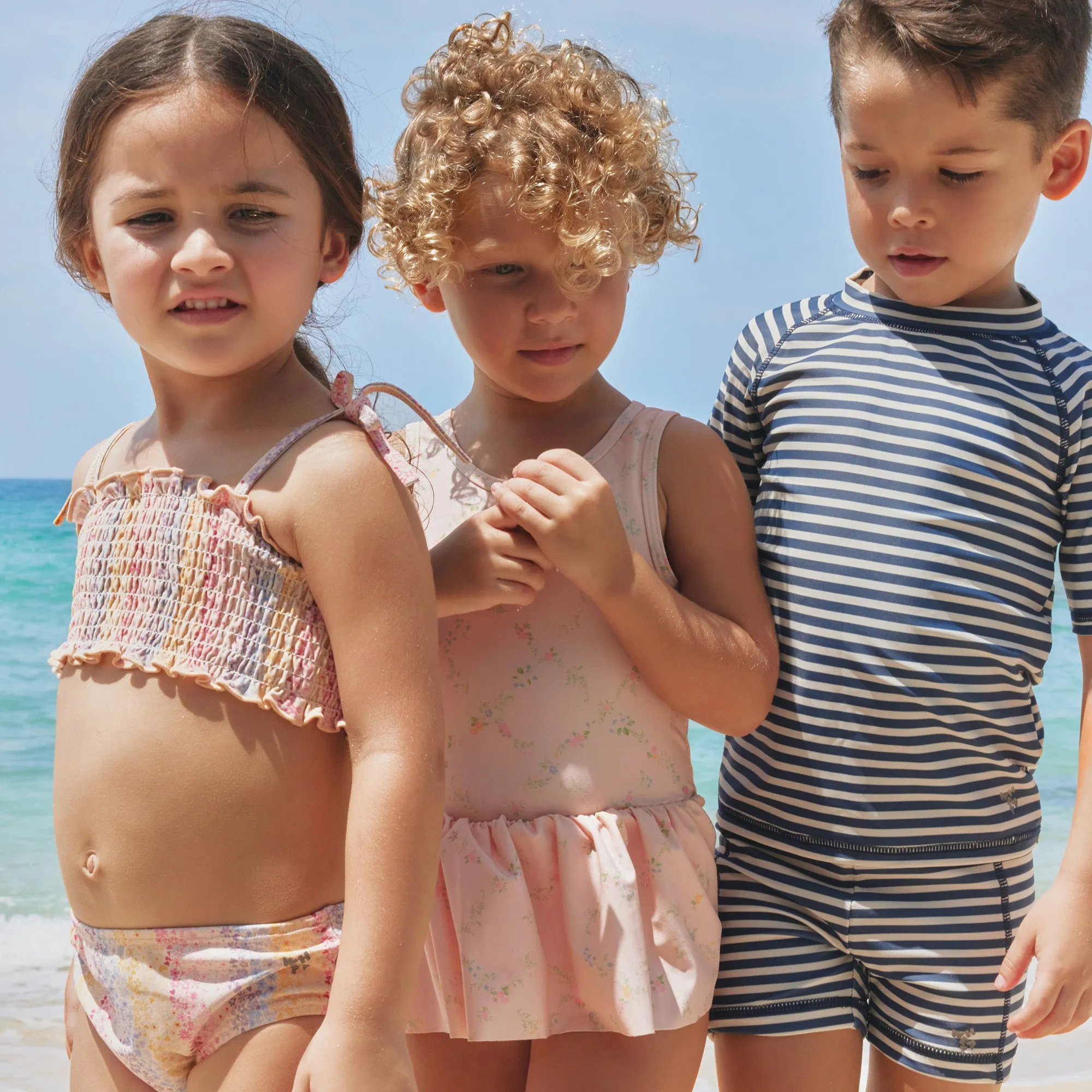 Swimsuit Erna - powder checked flowers