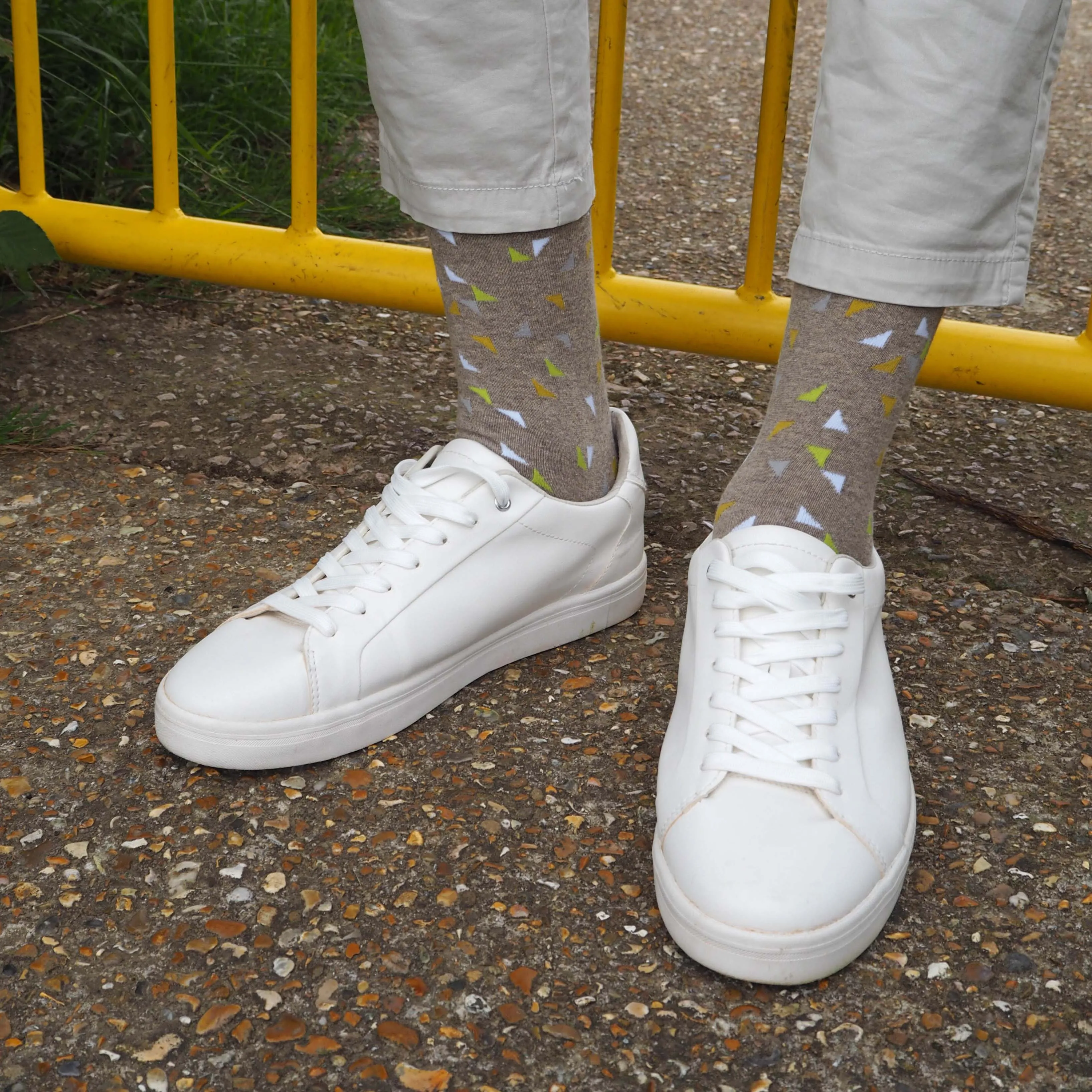 Trilateral Men's Socks - Beige