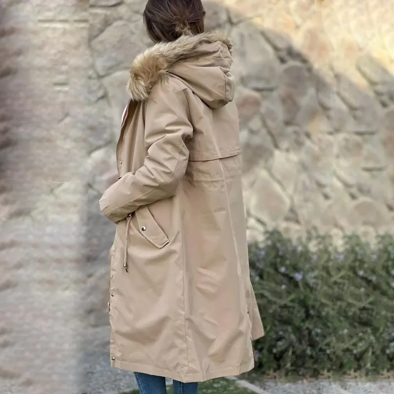 Winter-SpecialsWomen's Winter Hooded Furry Collar Casual Parka Coat