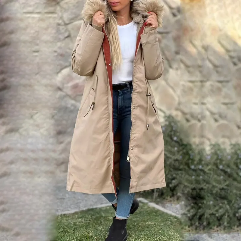 Winter-SpecialsWomen's Winter Hooded Furry Collar Casual Parka Coat