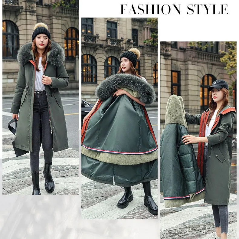 Winter-SpecialsWomen's Winter Hooded Furry Collar Casual Parka Coat