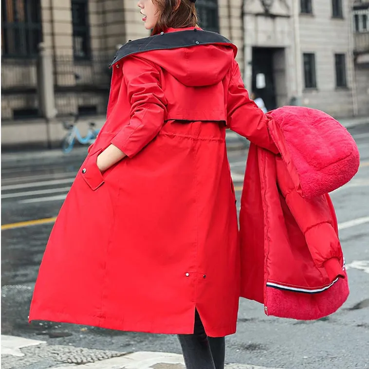 Winter-SpecialsWomen's Winter Hooded Furry Collar Casual Parka Coat
