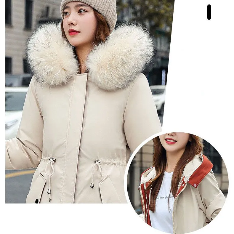 Winter-SpecialsWomen's Winter Hooded Furry Collar Casual Parka Coat