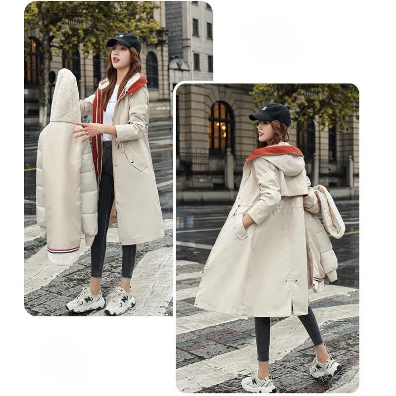 Winter-SpecialsWomen's Winter Hooded Furry Collar Casual Parka Coat