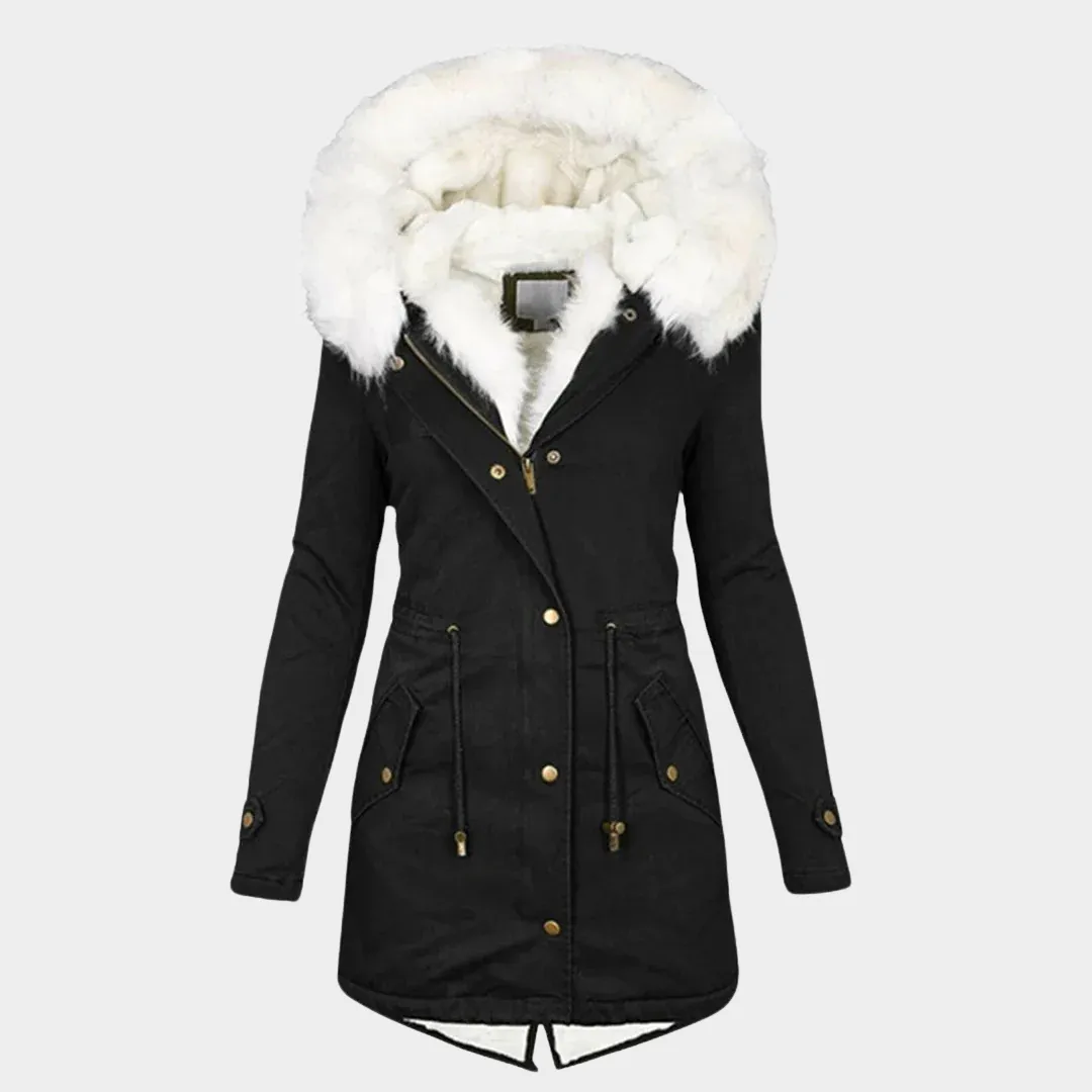 Women's Hooded Parka Coat  Thickened Cotton  Waist-Cinching Design  Mid-Length  Warm Outerwear  Multiple Colours