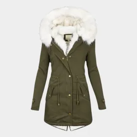 Women's Hooded Parka Coat  Thickened Cotton  Waist-Cinching Design  Mid-Length  Warm Outerwear  Multiple Colours