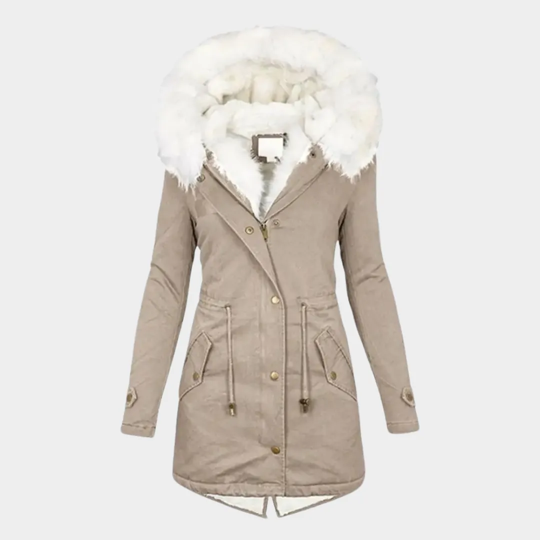 Women's Hooded Parka Coat  Thickened Cotton  Waist-Cinching Design  Mid-Length  Warm Outerwear  Multiple Colours