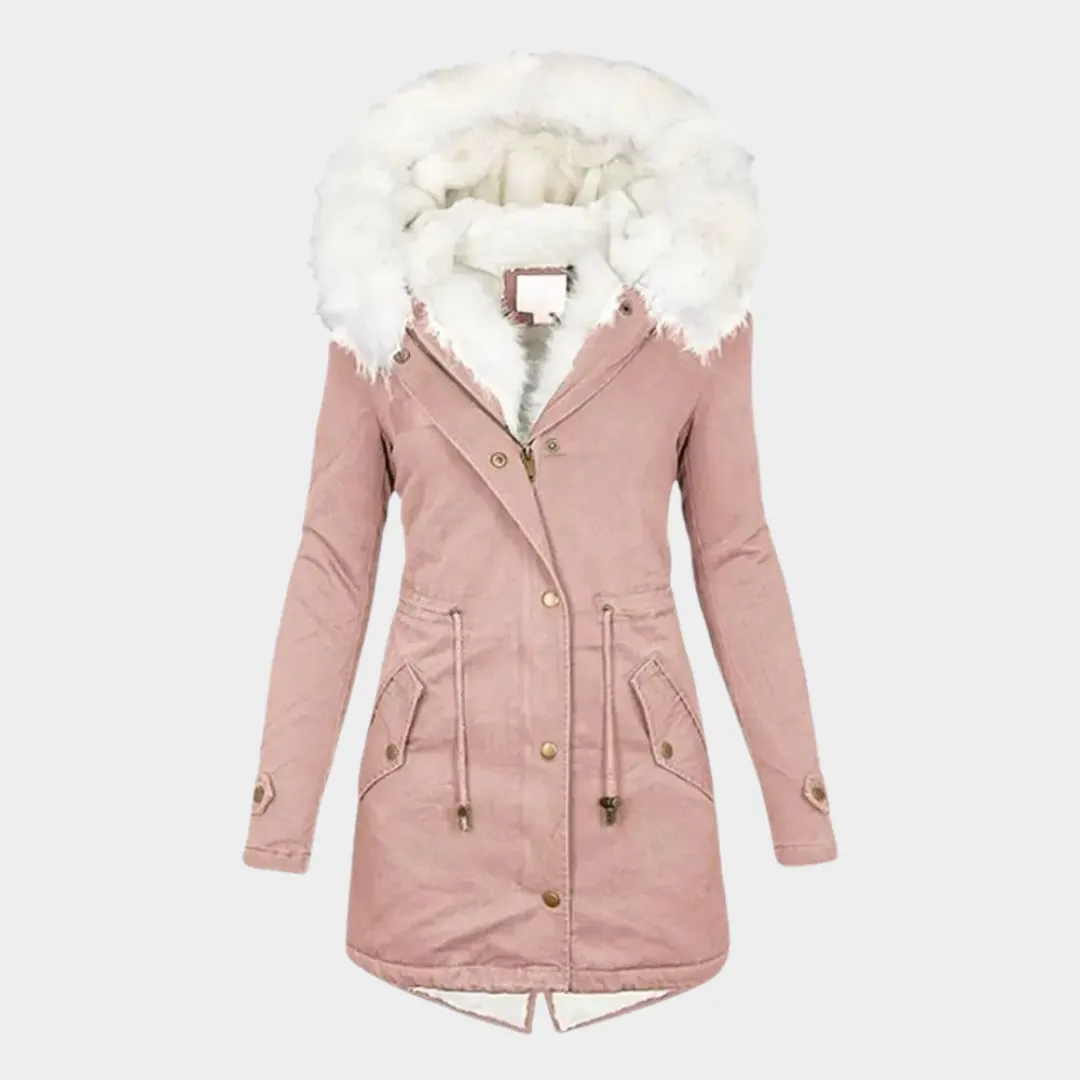 Women's Hooded Parka Coat  Thickened Cotton  Waist-Cinching Design  Mid-Length  Warm Outerwear  Multiple Colours