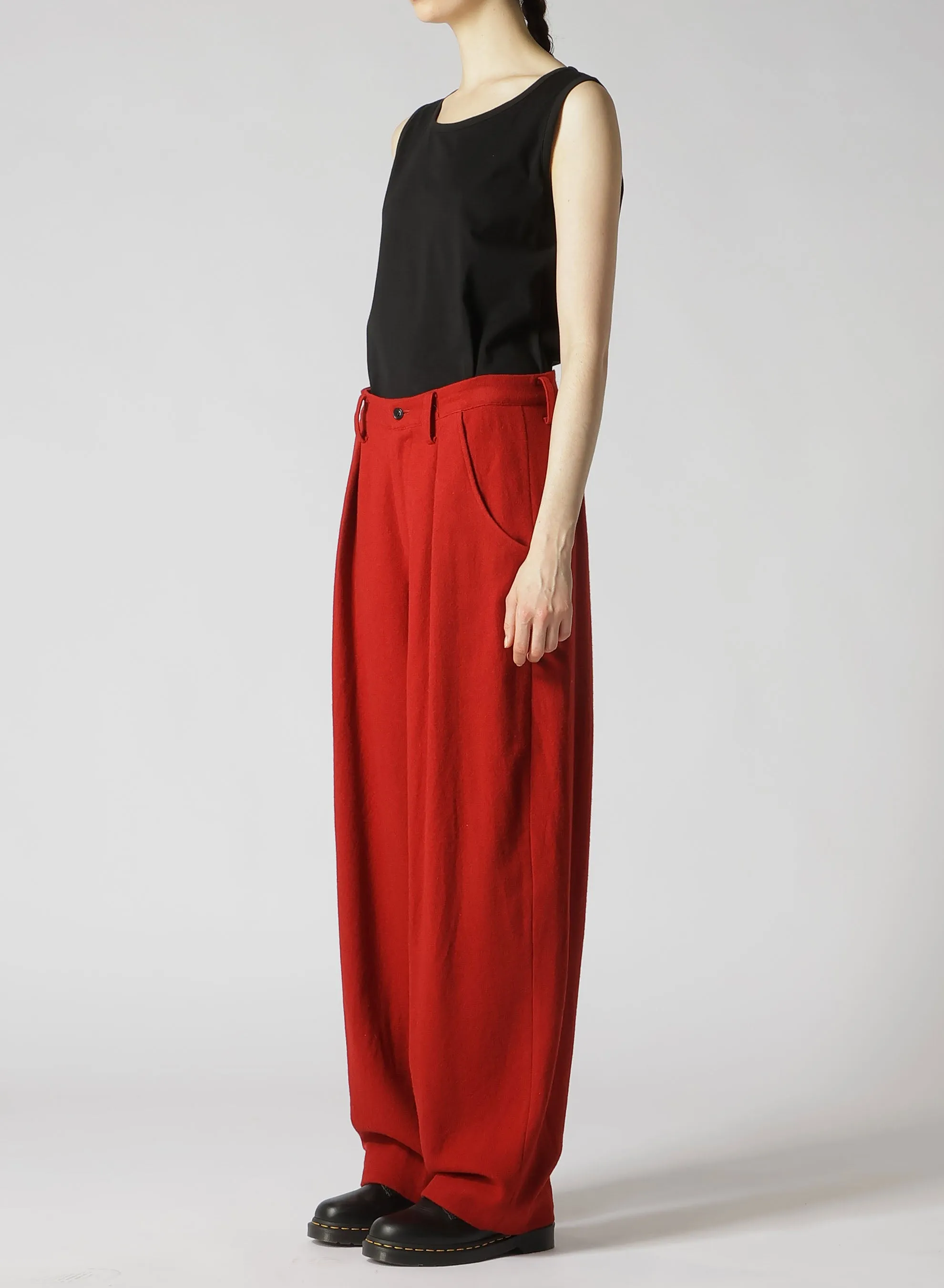 WOOL FLANNEL SINGLE TUCK WIDE PANTS